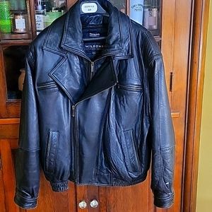 Wilson's Men's very heavy black leather coat 1X
